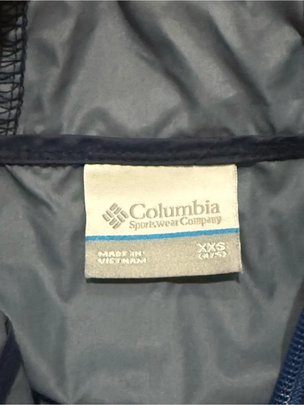 Columbia Blue/Navy Hooded XXS Windbreaker Jacket